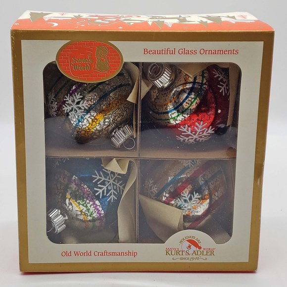 Vintage Style Kurt Adler Set Of 4 Glass Multicolored Ornaments Santa's Old World - Picture 4 of 5